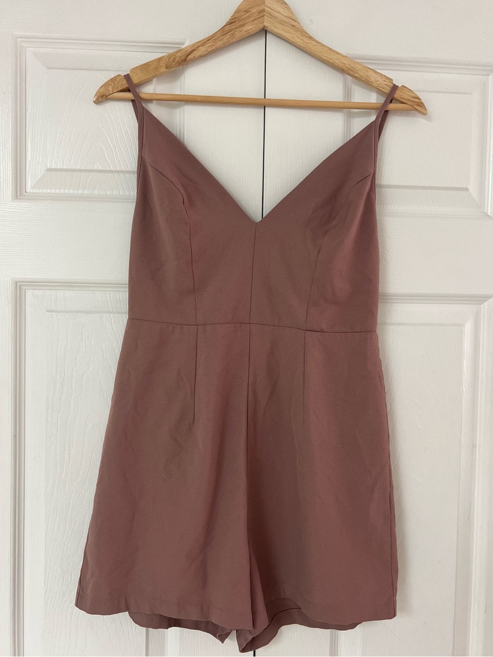 Glamorous Mauve Spaghetti-Strap V-Neck Romper
